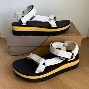 Teva Platform Black/Yellow Women Strap Sandals - SZ 10